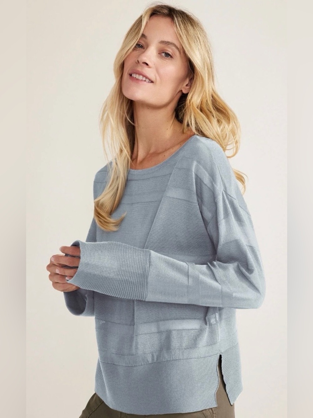 Talbots Haven Well Within Organic Cotton Sheer Stripe Sweater